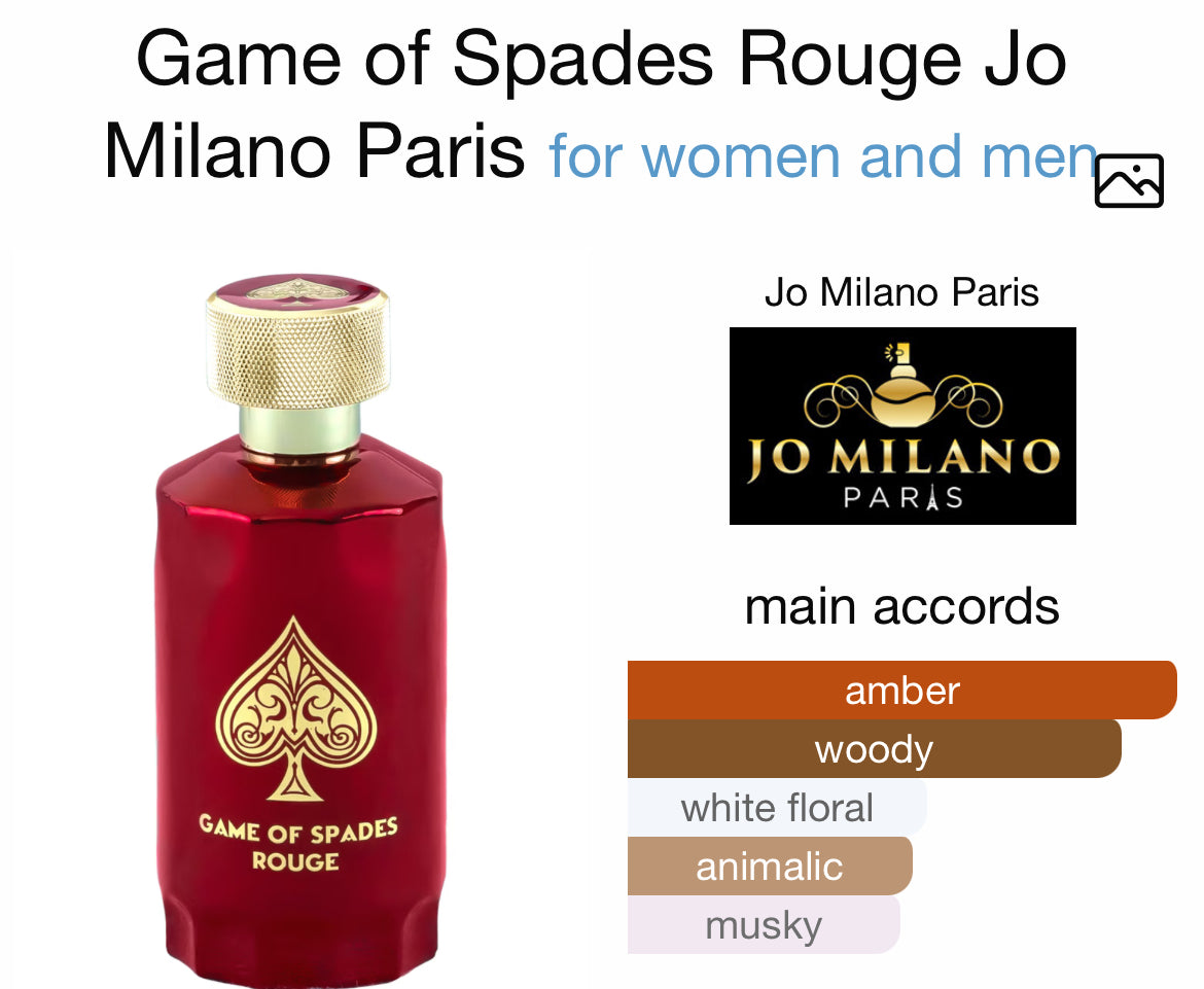 GAME of SPADES ROUGE PARFUM 3.4 UNISEX ( by Jo Milano Paris )