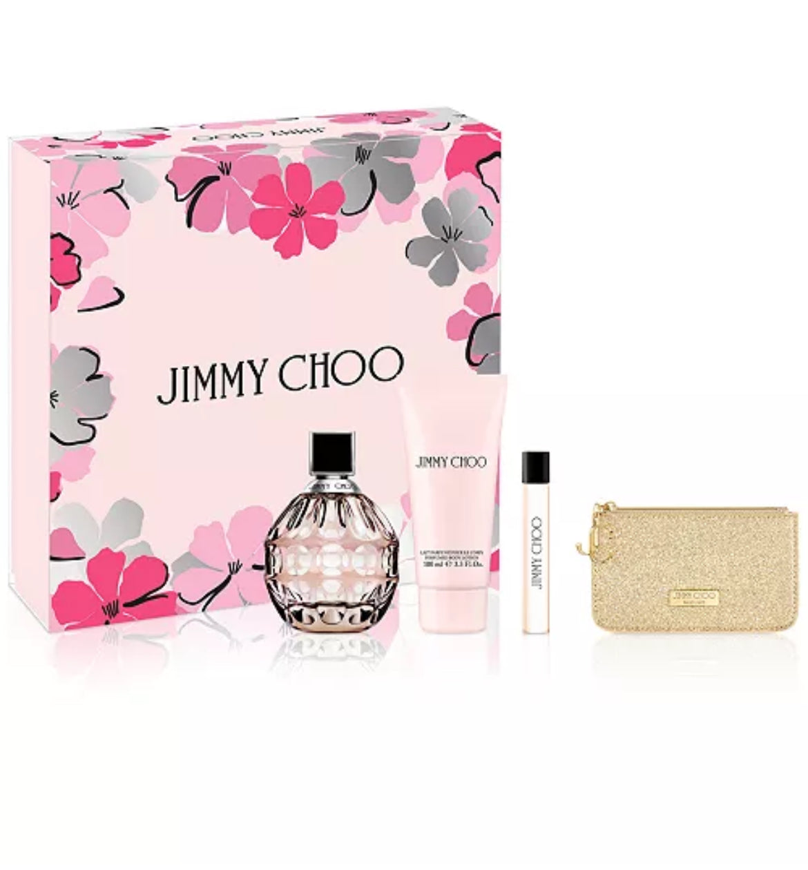 JIMMY CHOO SIGNATURE 3.0 EDP LADY+3.4 B/L+MINI TRAVEL SPRAY+ PURSE(GIFT SET)