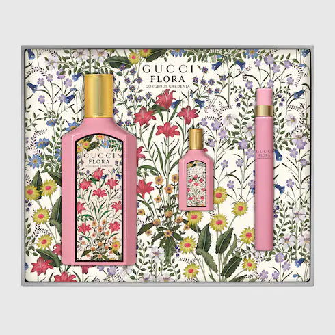 GUCCI FLORA GORGEOUS GARDENIA 3.4 EDP LADY+ MINI (5ML)+MINI ( 10ML) (GIFT SET)
