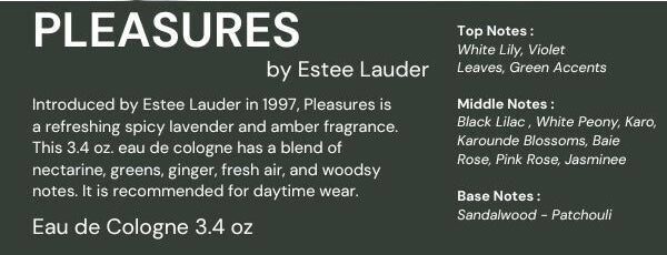 PLEASURES by ESTEE LAUDER 3.4 EDC MAN