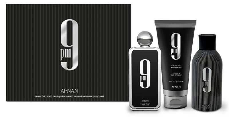 AFNAN 9 PM 3.4 EDP MAN + 6.8 S/G + 8.2 DEO SPRAY ( GIFT SET )