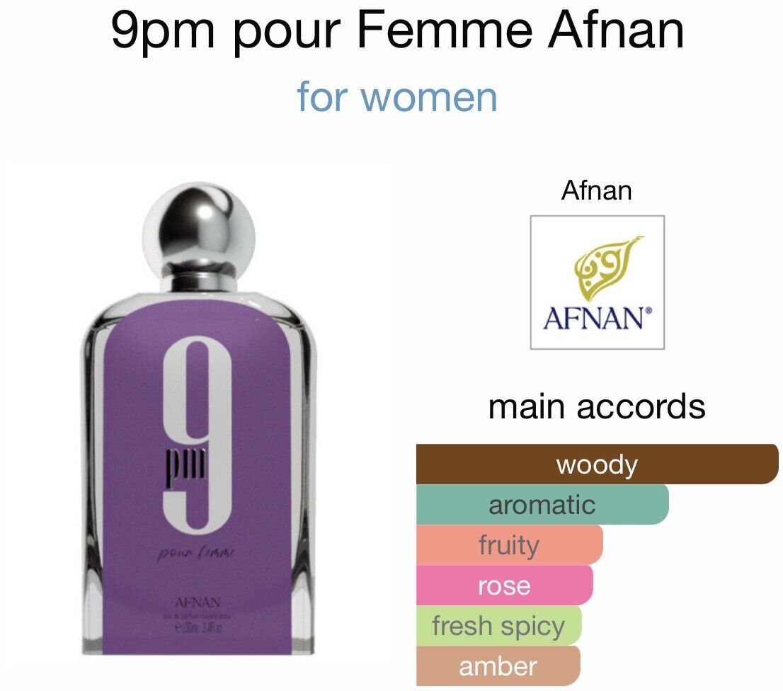 AFNAN 9 PM 3.4 EDP LADY ( Purple box & bottle)