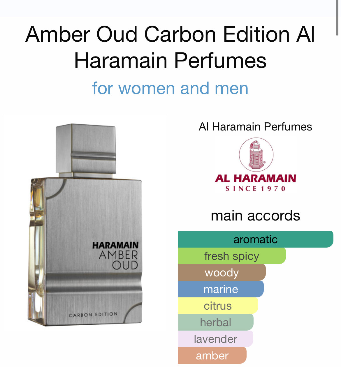 AL HARAMAIN AMBER OUD CARBON 3.4 EDP UNISEX