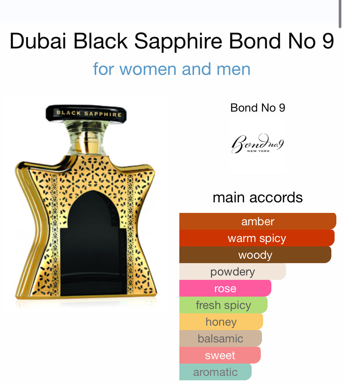 BOND No. 9 DUBAI BLACK SAPHIRE 3.4 EDP UNISEX