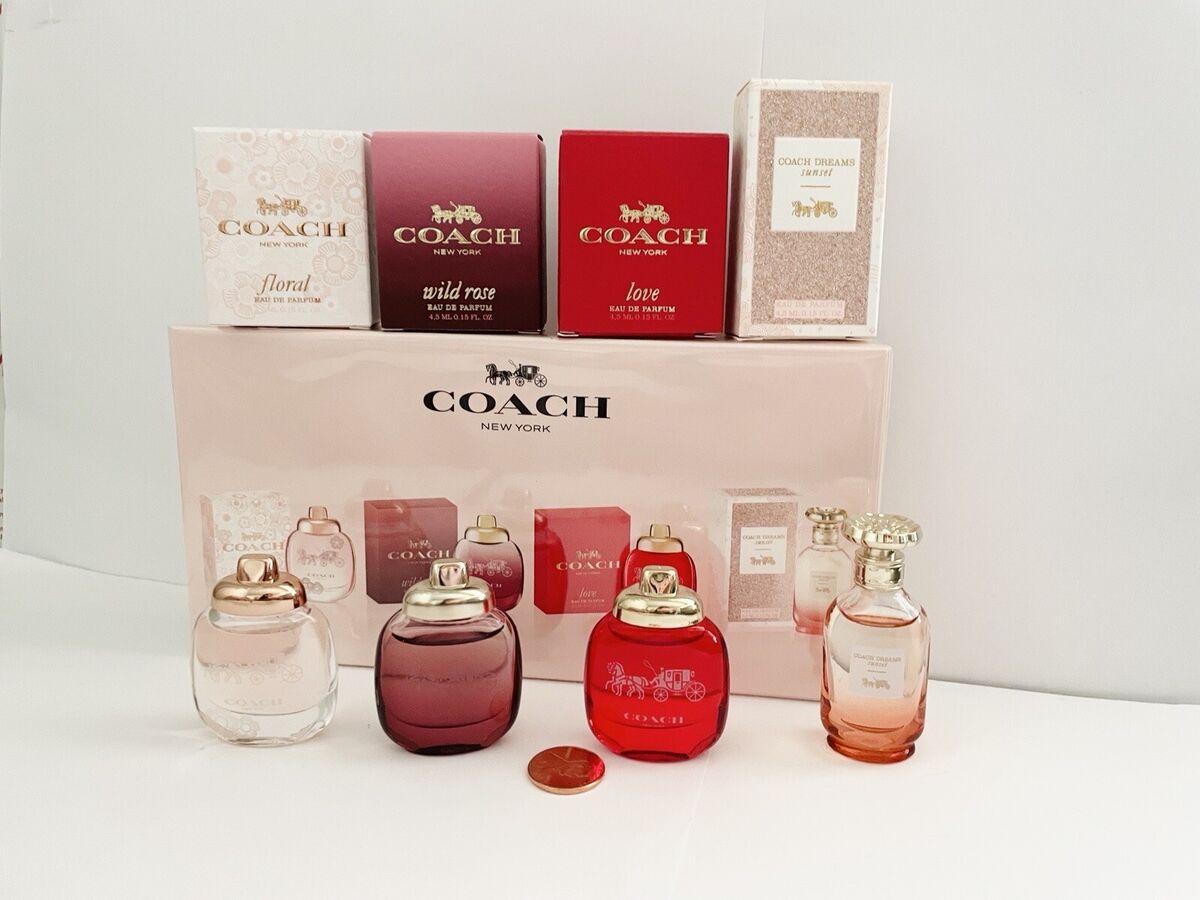 COACH MINI SET 4 x 0.15 OZ EDP LADY(FLORAL-WILD ROSE-LOVE-DREAMS SUNSET) (GIFT SET)