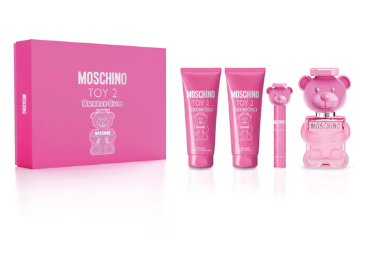 MOSCHINO TOY ( 2 ) BUBBLE GUM 3.4 EDT LADY + 3.4 S/G + 3.4 B/L + MINI ( GIFT SET )