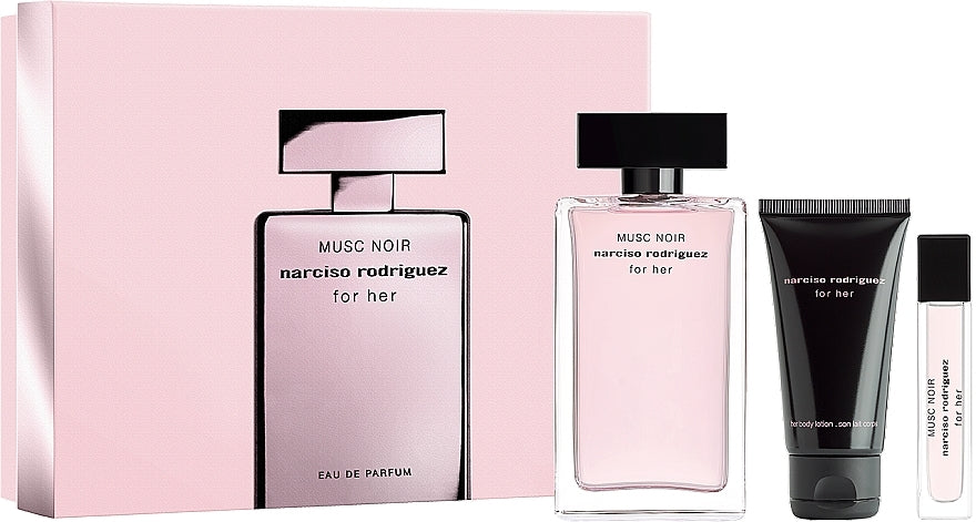 NARCISO RODRIGUEZ MUSC NOIR 3.4 EDP LADY + 1.7 B/L + MINI TRAVEL SPRAY ( GIFT SET)