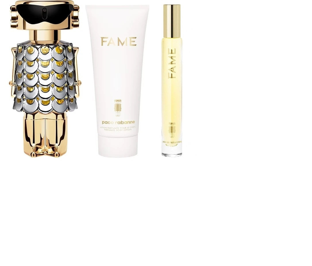 PACO RABANNE FAME 2.7 EDP LADY + 3.4 B/L + MINI TRAVEL SPRAY ( GIFT SET)