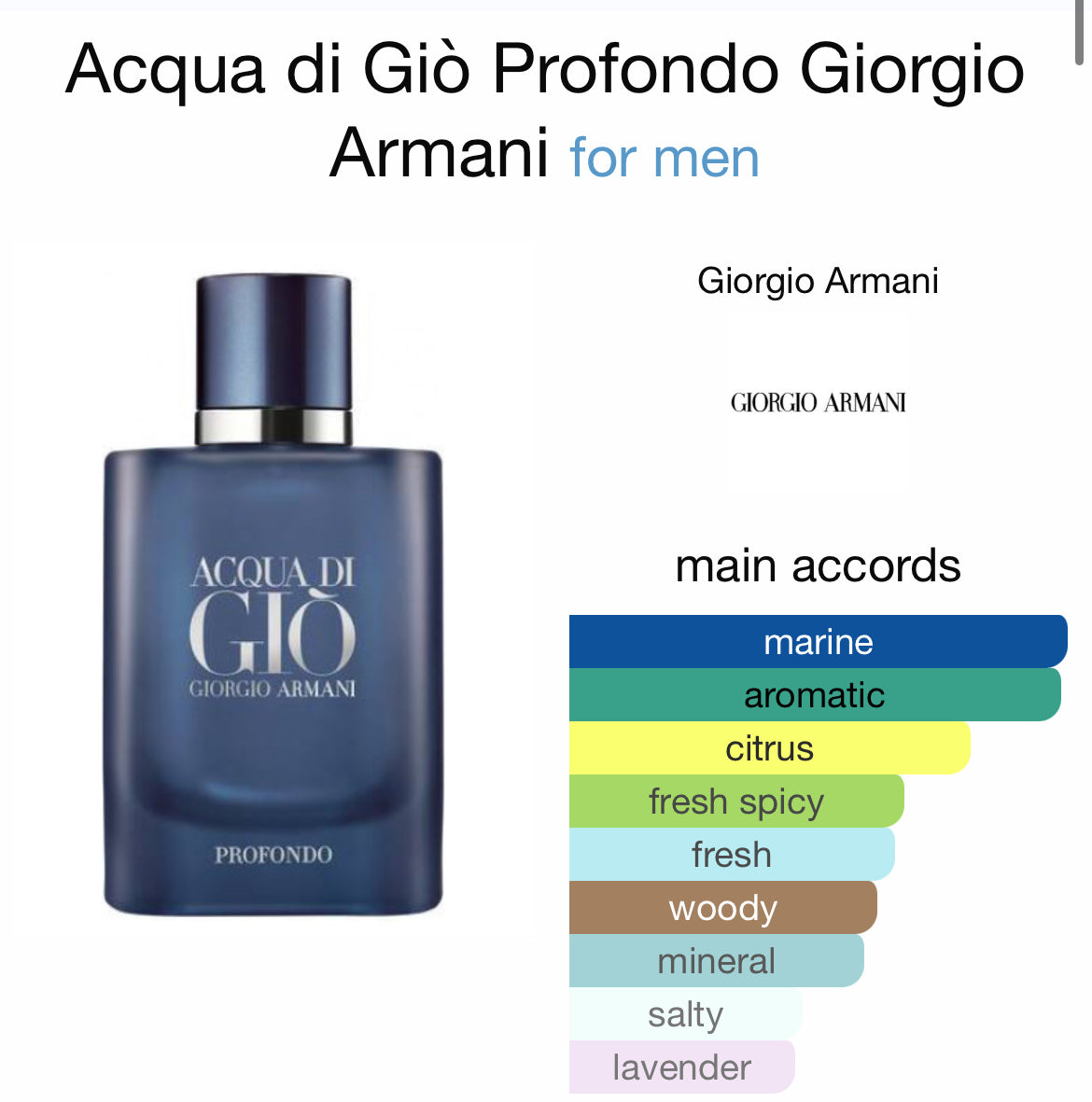 ACQUA DI GIO PROFONDO 3.4 EDP MAN REFILLABLE ( by Giorgio Armani )
