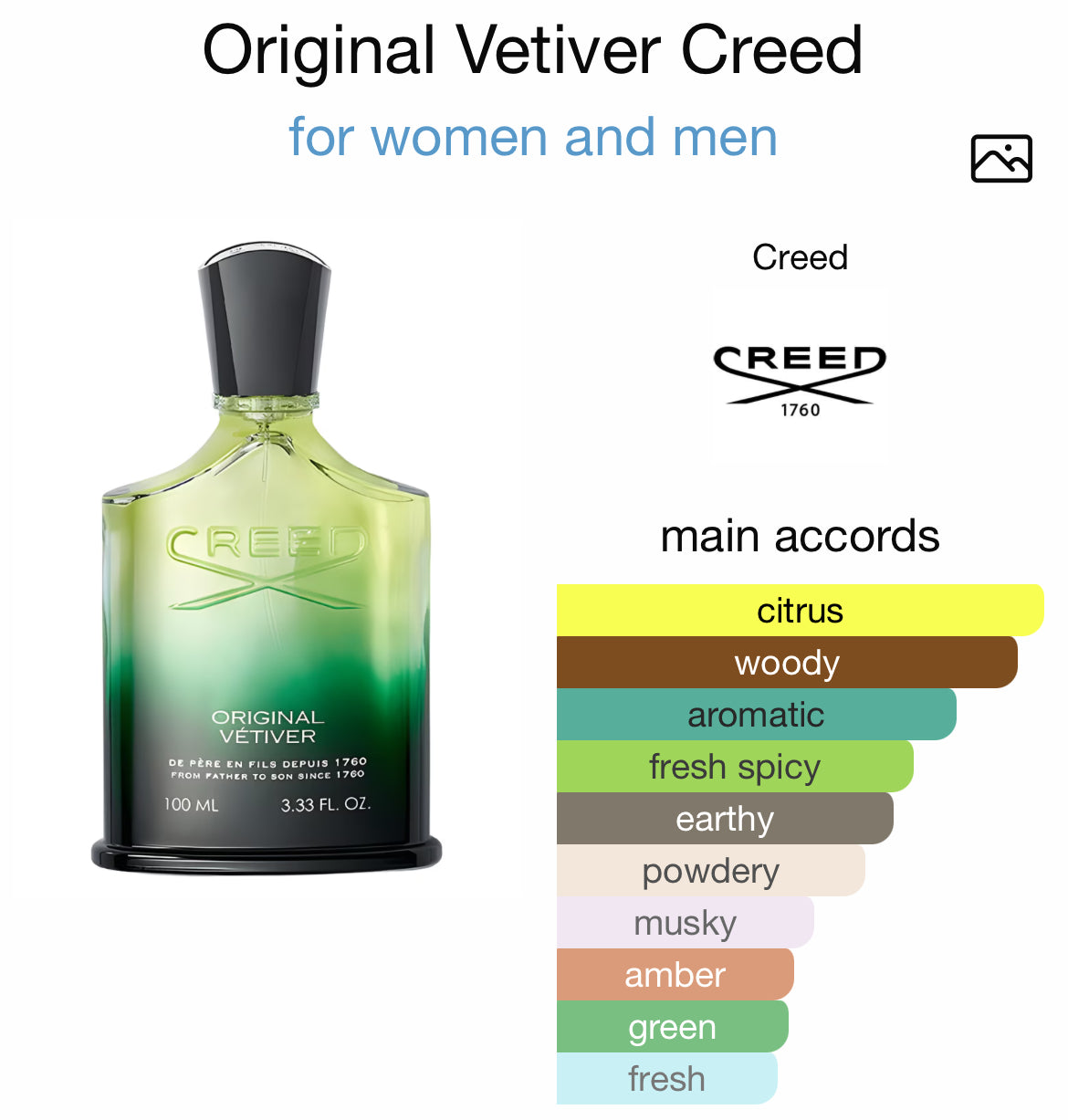CREED ORIGINAL VETIVER 3.4 EDP UNISEX