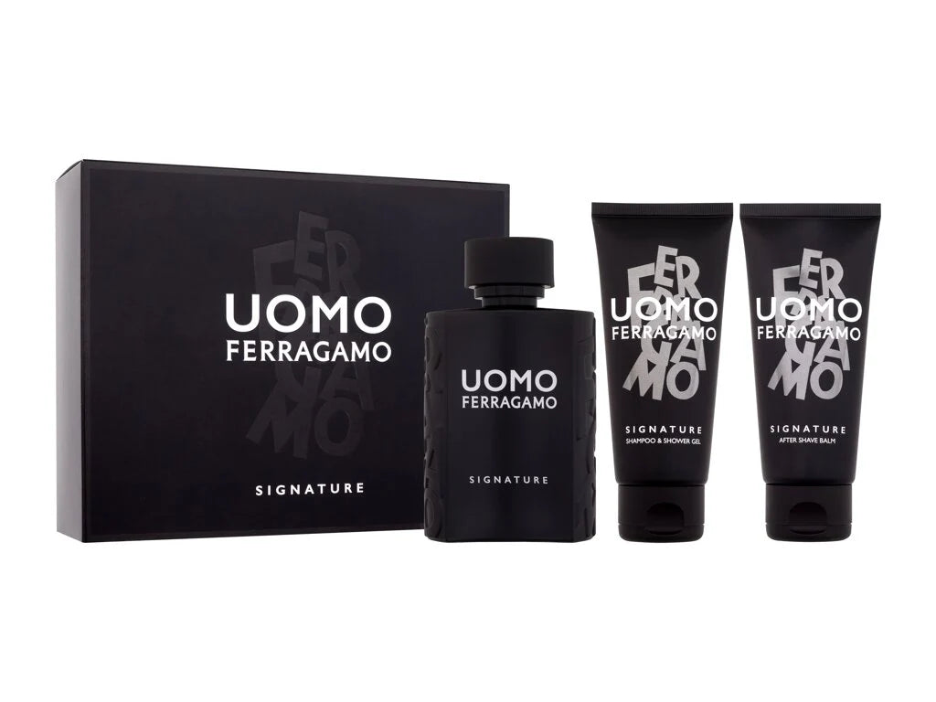 FERRAGAMO UOMO SIGNATURE 3.4 EDP MEN + 3.4 S/G + 3.4 ASH ( GIFT SET )