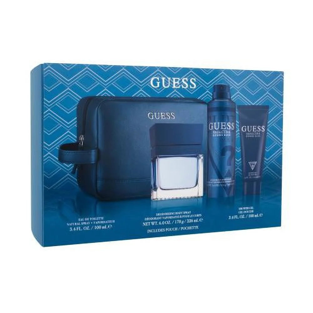 GUESS SEDUCTIVE HOMME BLUE 3.4 EDT MAN + 3.4 S/G+ 6.8 B/S + TRAVEL BAG ( GIFT SET )