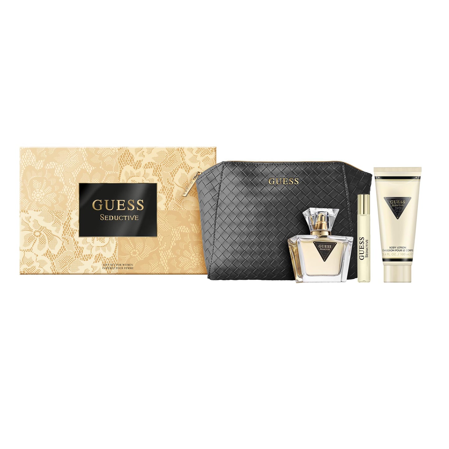 GUESS SEDUCTIVE 2.5 EDT LADY + 3.4 B/L + MINI SPRAY + TRAVEL BAG ( GIFT SET)