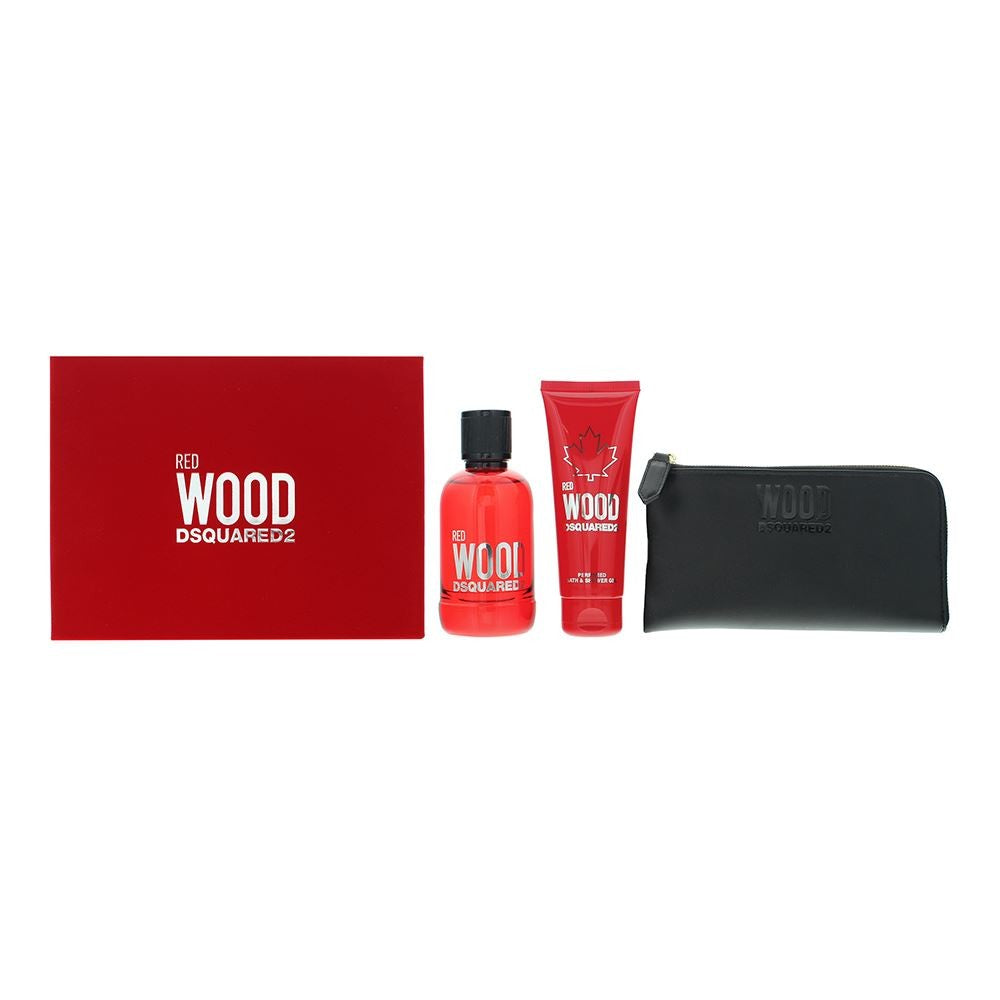 DSQUARED2 RED WOOD 3.4 EDT LADY + 3.4 B/L + TRAVEL BAG ( GIFT SET )