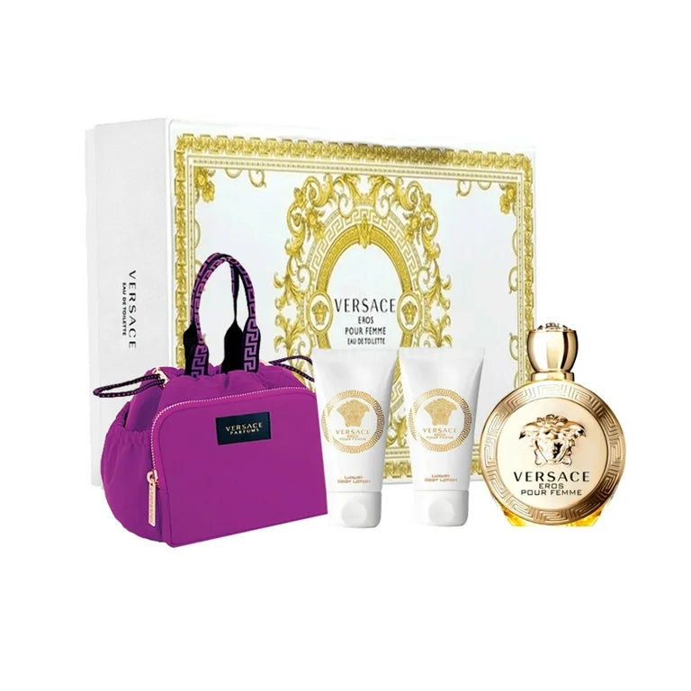VERSACE EROS FEMME 3.4 EDT LADY+2.5 B/L+2.5 S/G + BAG ( GIFT SET 4PCS )