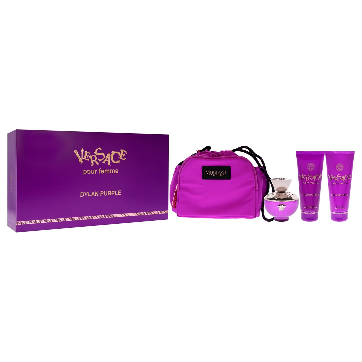 VERSACE DYLAN PURPLE 3.4 EDP LADY+2.5 B/L+2.5 S/G+ BAG ( 4PCS GIFT SET )