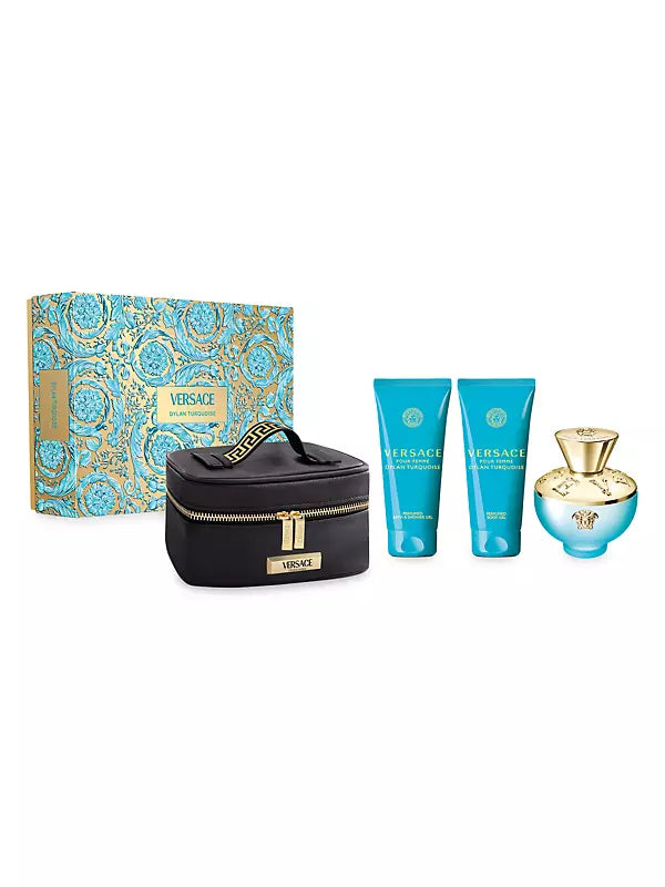 VERSACE DYLAN TURQUOISE 3.0 EDT LADY+ 2.5 B/L+ 2.5 S/G+ BAG (4PCS GIFT SET)