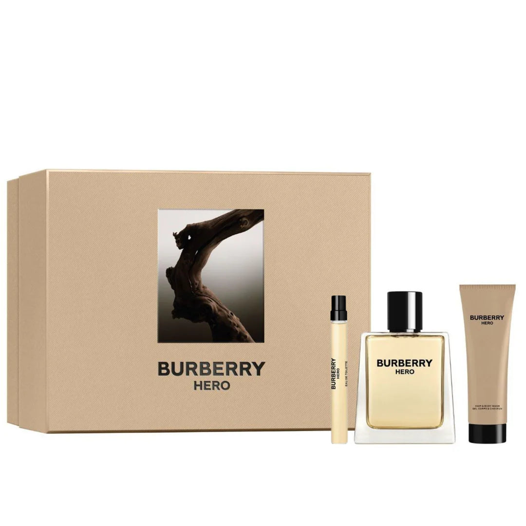BURBERRY HERO 3.4 EDT MAN + 3.4 S/G + MINI TRAVEL SPRAY ( GIFT SET )