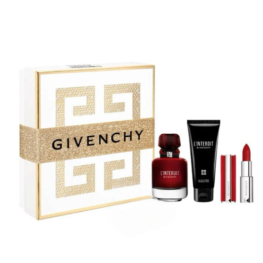 GIVENCHY L'INTERDIT ROUGE 2.8 EDP LADY + 2.5 B/L + LIPS STICK ( GIFT SET )
