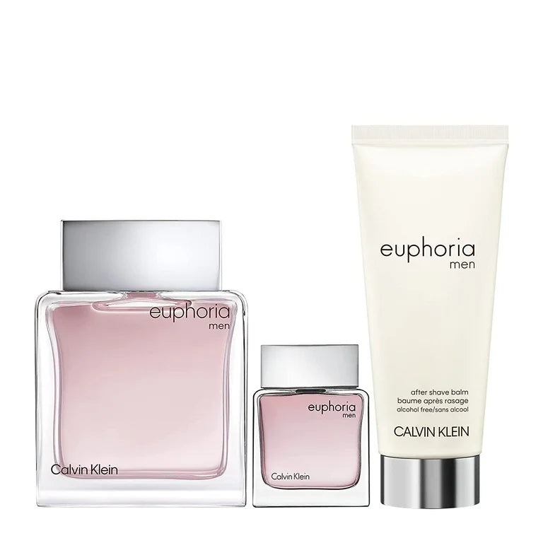 CK EUPHORIA 3.4 EDT MAN + 3.4 ASH/BALM+ MINI TRAVEL SPRAY ( GIFT SET )