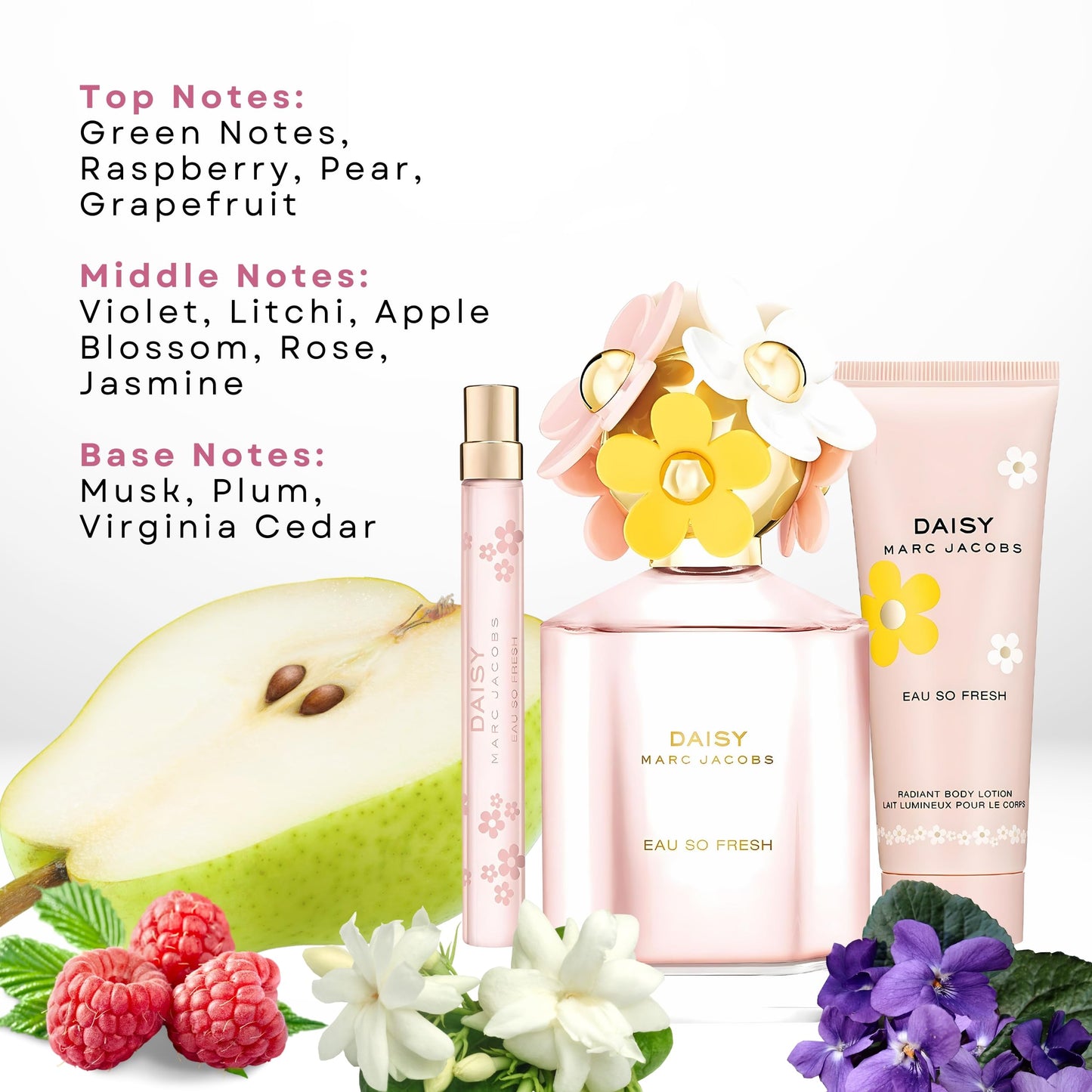 MARC JACOBS DAISY SO FRESH 4.2 EDT LADY+ 2.5 B/L+ MINI TRAVEL SPRAY (GIFT SET)