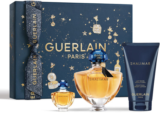GUERLAIN SHALIMAR 1.7 EDT LADY + 1.7 B/L + MINI TRAVEL SPRAY ( GIFT SET )