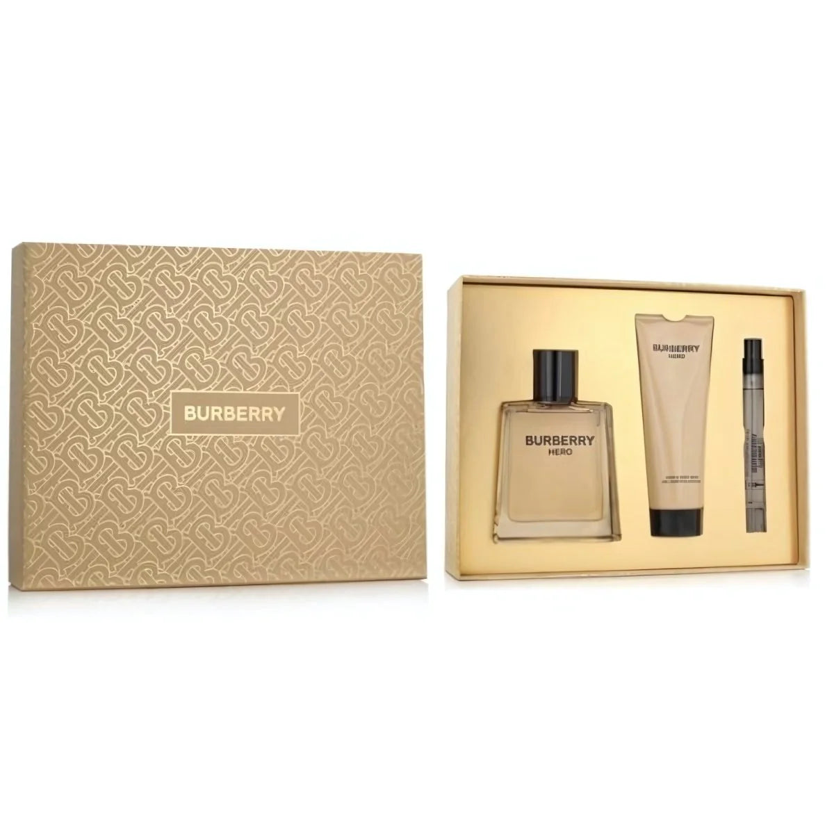 BURBERRY HERO 3.4 EDT MAN + 3.4 S/G + MINI TRAVEL SPRAY ( GIFT SET )