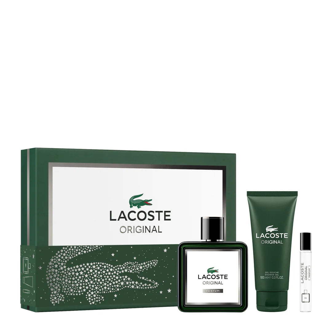 LACOSTE ORIGINAL PARFUM 3.4 MEN + 3.4 S/G + MINI TRAVEL SPRAY ( GIFT SET )