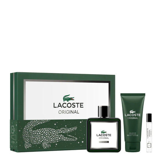 LACOSTE ORIGINAL PARFUM 3.4 MEN + 3.4 S/G + MINI TRAVEL SPRAY ( GIFT SET )