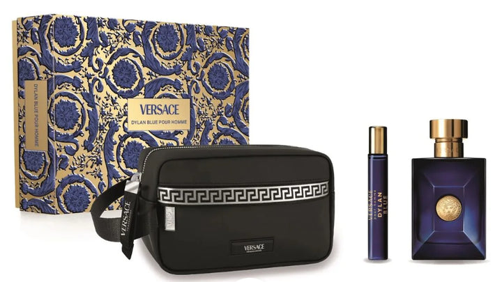 VERSACE DYLAN BLUE 3.4 EDT MAN + MINI TRAVEL SPRAY + BAG ( GIFT SET )