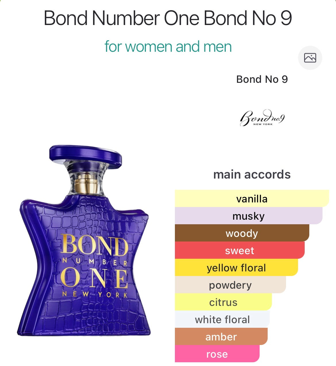 BOND NO. 9 NUMBER ONE 3.4 EDP UNISEX