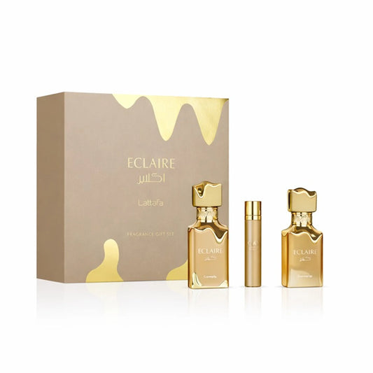 LATTAFA ECLAIRE 3.4 EDP LADY + 1.6 HAIR MIST + MINI TRAVEL SPRAY ( GIFT SET )