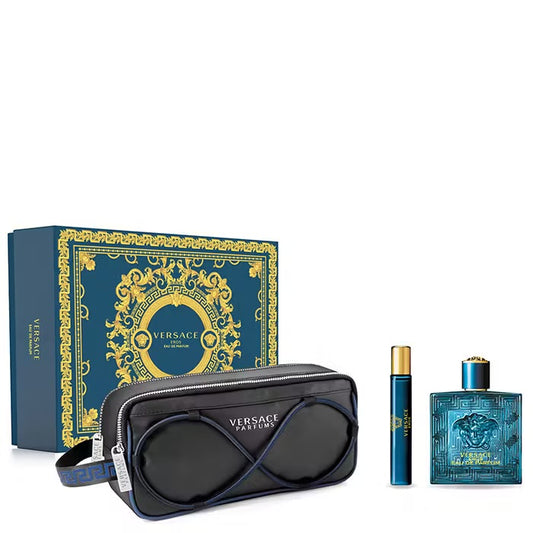 VERSACE EROS  3.4 EDT M + MINI TRAVEL SPRAY + TRAVEL BAG ( GIFT SET )