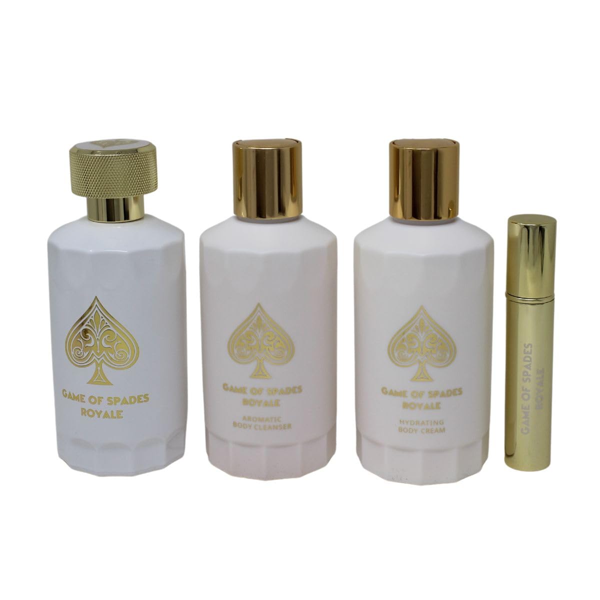 JO MILANO GAME of SPADES ROYALE 3.4 PARFUM UNISEX +3.4 B/Cl + 3.4 B/C+MINI SPRAY (GIFT SET)