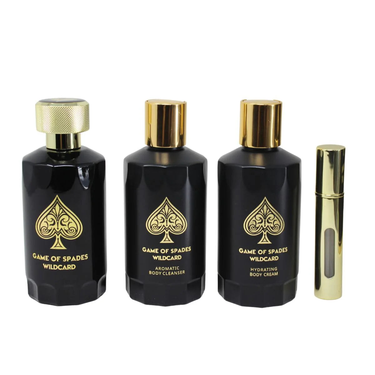 JO MILANO GAME of SPADES WILDCARD 3.4 PARFUM UNISEX +3.4 B/Cl + 3.4 B/C+MINI SPRAY (GIFT SET)
