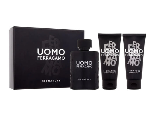 FERRAGAMO UOMO SIGNATURE 3.4 EDP MEN + 3.4 S/G + 3.4 ASH ( GIFT SET )