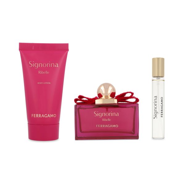 FERRAGAMO SIGNORINA RIBELLE 3.4 EDP LADY + 1.7 B/L + MINI TRAVEL SPRAY ( GIFT SET )