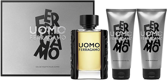 FERRAGAMO UOMO  3.4 EDT MEN + 3.4 S/G + 3.4 ASH ( GIFT SET )