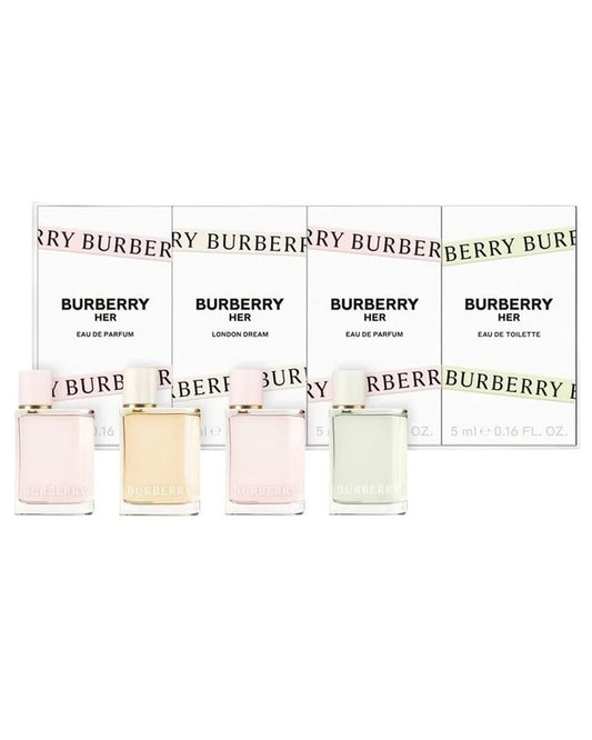 BURBERRY HER MINI SET 4 PCS  4 X 0.16oz )( 2 x EDP - 1 x EDT - 1 LONDON DREAM) (GIFT SET)