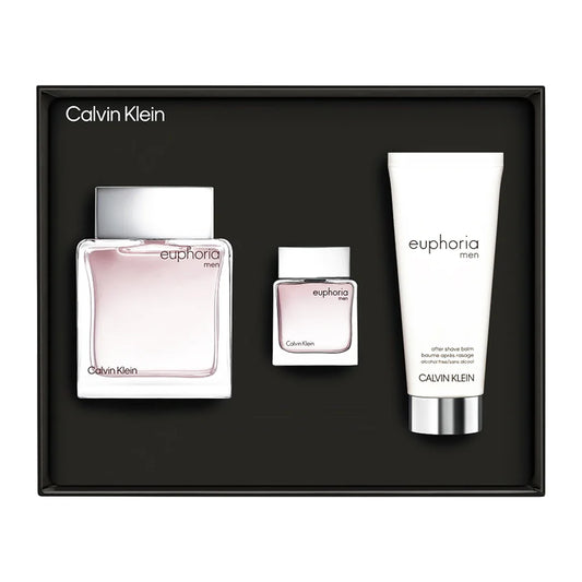 CK EUPHORIA 3.4 EDT MAN + 3.4 ASH/BALM+ MINI TRAVEL SPRAY ( GIFT SET )