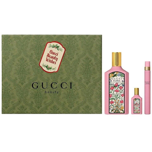 GUCCI FLORA GORGEOUS GARDENIA 3.4 EDP LADY+ MINI (5ML)+MINI ( 10ML) (GIFT SET)